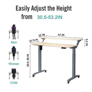 2022 Luxury Two <strong>Wooden</strong> <strong>Desktops</strong> for Metal Adjustable Desk Electric Motorized Height Adjustable Desk - Product Image 2