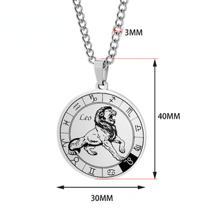 Collares con Colgante Creativo <span class=keywords><strong>de</strong></span> los 12 Signos del Zodiaco para Hombre, Collar con Dije <span class=keywords><strong>de</strong></span> Leo, Acuario, Aries, Regalos <span class=keywords><strong>de</strong></span> Joyería para Parejas - Product Image 3
