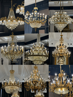 Lustre de luxe en cristal K9 de style Empire français avec design multicouche doré antique pour villas, manoirs et projets de halls d'hôtels