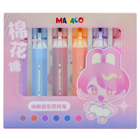Lot de surligneurs mignons en forme de lapin guimauve, 6 couleurs pastel douces, pour enfants, vente en gros