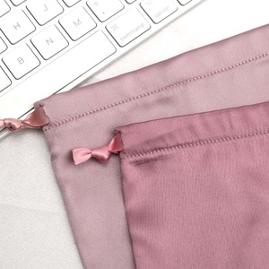 Custom Logo Printing Pink Satin Hair Bundle <b>Wig</b> Underwear Packing Bag Luxury Silk Gift Pouch for Hair - Product Image 3