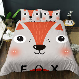 Ensemble de housse de <span class=keywords><strong>couette</strong></span> en microfibre 300 fils avec imprimé de <span class=keywords><strong>renard</strong></span> de la tour Eiffel en dessin animé 3D en gros pour l'hôtel et l'hôpital - Product Image 6