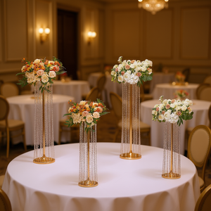 Jarrón de Cristal Dorado de Lujo de 35.43 Pulgadas, Centro de Mesa Metálico para Bodas, Decoraciones para Mesa de Boda, 4 Piezas, 90 cm - Product Image 2