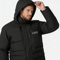 Veste parka pour homme avec logo imprimé personnalisé, doublure en duvet, manteau en polaire, haute qualité, imperméable, capuche zippée amovible, veste longue pour l'hiver