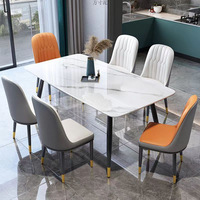 Table et chaises de salle à manger en dalle de roche, style moderne minimaliste, luxueux et de haute qualité, pour la maison, l'appartement ou le restaurant