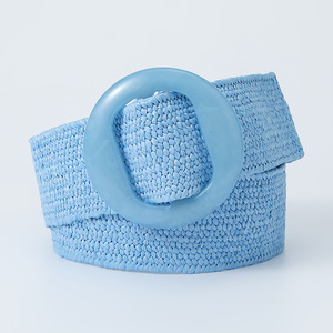 Mới Bohemian kẹo màu <span class=keywords><strong>PP</strong></span> rơm dệt Vành đai đàn hồi nhựa vòng khóa trang trí cổ điển của phụ nữ rộng eo con dấu - Product Image 5