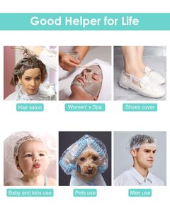 Alta calidad, barato, impermeable, Hotel, baño, salón, gorro para el cabello, cubierta transparente para el cabello, gorros de ducha desechables - Product Image 6