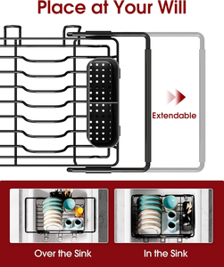 Escurridor de Platos Extensible para Fregadero, de Acero al Carbono, con Soporte para Cubiertos y Vasos - Product Image 5