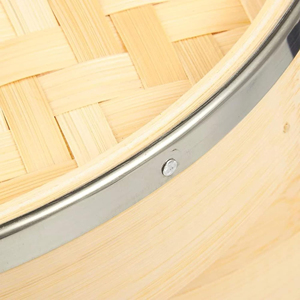 Vente chaude 2024, cuiseur vapeur en bambou écologique à 2 étages avec panier de taille personnalisée, compatible gaz et induction, pour ustensiles de cuisine - Product Image 3