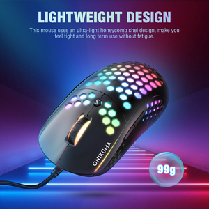 Souris de jeu filaire Onikuma CW903, design alvéolé ajouré, rétroéclairage RGB Chroma, pour joueurs d'e-sport professionnels - Product Image 5