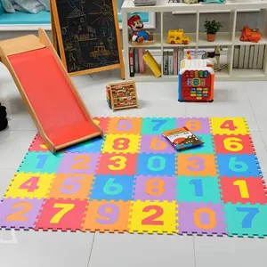 เสื่อปูพื้นทำจากโฟม Eva,แผ่นปูเล่นปริศนาฝึกคลานลายการ์ตูนตัวเลขตัวอักษรสำหรับเด็กเด็กทารก