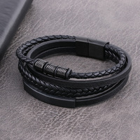 Vente chaude Alliage Métal Hommes Bracelet Multicouche Tissé En Cuir Boucle Chaîne Bracelet pour Hommes En Gros