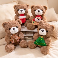 Ours en peluche brun mignon de Noël, jouet en peluche doux, poupée ours rembourrée avec décorations de Noël pour enfants, décoration de canapé à la maison, cadeau de vacances