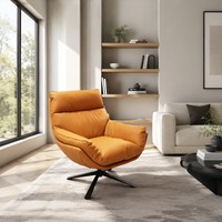Fauteuil pivotant de luxe italien moderne en similicuir avec rembourrage en duvet pour salon et balcon