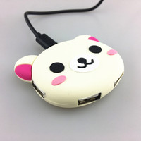 Cute Bear 4-Port USB 2.0 Hub Hadiah Unik Docking Station untuk Transfer Data, Pembaca Kartu Ekspansi & Drive USB Tsanzy HUB-002