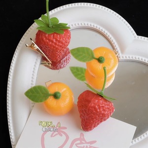 Frange latérale amusante et originale en forme de fraise et d'orange sur le front, pinces cassées, pinces à cheveux bec de canard - Product Image 4