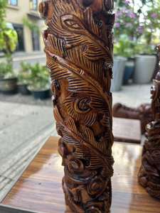 Дракон и Феникс благословение резьба по дереву колонна элегантный бамбуковый и деревянный продукт рукоделия - Product Image 3