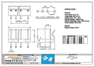 VK-R-xx Drahtmontage 7,5-5mm VK PCB DIP 90 Steckverbinder, Männlicher Rechtwinkliger Anschluss 2-7 Pin, 5A 250V AC/DC - Product Image 2