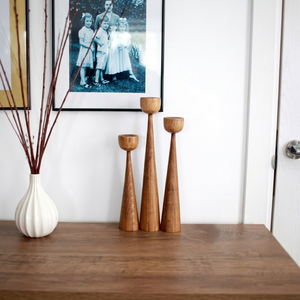 Handmade Wooden <b>Tapered</b> Candlestick Holder Set for Home Decoration and Wedding Occasions - Product Image 1