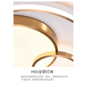 Lámpara de Techo LED de Cobre, Estilo Nórdico Minimalista Moderno, Ultrafina, de Lujo, para Dormitorio Principal, Estudios y Sala de Estar - Product Image 6