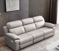 Sofá Reclinable Eléctrico de Piel Sintética PU, Modular, para Sala de Estar, con 3 Asientos y Puertos USB, Venta al Por Mayor
