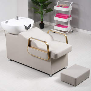 Hot Selling Hair <b>Salon</b> Custom Color Comfortable <b>Salon</b> Furniture Head Spa Lying Shampoo <b>Chair</b> Washing Bed With Bowl - Product Image 1