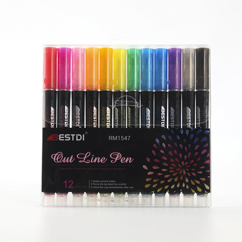 12 цветов двухстрочный контур художественная ручка маркер ручка DIY граффити контур маркер ручка хайлайтер Скрапбукинг пуля дневник плакат карта