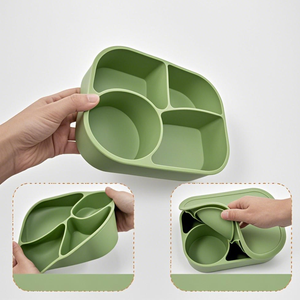 Eversoul-Caja Bento de silicona con 4 compartimentos para microondas, contenedor de almacenamiento de alimentos, fiambrera de silicona para niños pequeños - Product Image 5