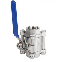Robinet à bille manuel 3 pièces en acier inoxydable 304/316 robuste avec poignée, raccords F&NPT, pour eau, huile, gaz et produits chimiques industriels (OEM)