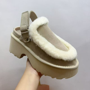 Mules d'intérieur décontractées en fourrure de mouton et laine, style <span class=keywords><strong>Ugg</strong></span>, pour femme, personnalisables, fabriquées en usine - Product Image 1