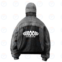 Sweat-shirt à capuche oversize en coton épais pour homme, avec logo personnalisé OEM/ODM, effet délavé, style ninja