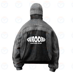 سويت شيرت رجالي بقلنسوة موديل نينجا لعام 2025 إلى 2026، بتصميم كبير الحجم وغسيل حمضي، مصنوع من القطن الثقيل عالي الجودة مع شعار مخصص - Product Image 2