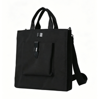 Sac bandoulière minimaliste noir avec poche avant, sangle amovible, sac en toile pour les trajets quotidiens, pour le travail, le bureau