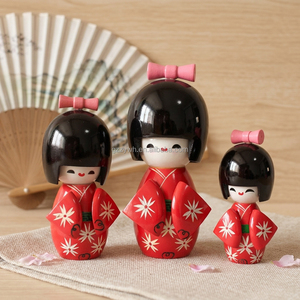 2025 vente chaude Mini mignon multicolore en bois artisanat traditionnel Kokeshi 3 1 poupée japonaise enfant cadeau Figurine dos école Halloween - Product Image 1