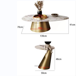 <span class=keywords><strong>Table</strong></span> <span class=keywords><strong>basse</strong></span> ronde en <span class=keywords><strong>céramique</strong></span> de luxe avec de nouveaux meubles de maison de plaque de roche de conception de marbre pour le salon - Product Image 4