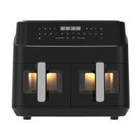 Friteuse domestique double à écran tactile 10L Four friteuse électrique Friteuses intelligentes avec 2 paniers indépendants