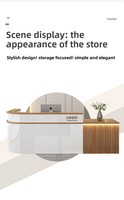 Bureau de réception en bois massif avec coins arrondis, design simple et moderne, pour restaurant, café, salon de beauté, hôtel, magasin de détail, luxe