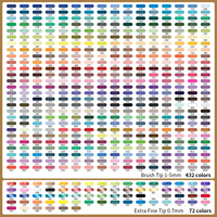 Ensemble de marqueurs acryliques Flysea 504 couleurs, pointe pinceau souple, comprend 432 couleurs acryliques et 72 couleurs métalliques et pailletées