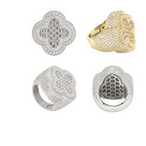 Kaleido Joyería Hip Hop al por Mayor, Anillos de Plata de Ley 925 Chapados en Oro para Hombre, con Trébol de Cuatro Hojas y Moissanita VVS Iced Out - Product Image 5