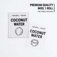 Etiquetas Personalizadas Transparentes de Vinilo para Botellas de Agua de Coco, Rollo de Etiquetas Impermeables para Bebidas y Jugos, Productos de Marca Privada
