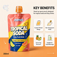 Pochette souple personnalisée avec bec verseur, non transparente, pour emballage de liquides, avec bouchon à vis, pour sodas tropicaux et boissons fruitées gazeuses