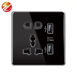 Стандартная черная настенная розетка BS, британский стандарт, полностью стеклянная розетка, одинарная, двойная, 13 а, розетка с двойной USB зарядкой, универсальная розетка хорошего качества