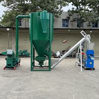 Ligne de production de granulés d'aliments pour volailles professionnelle, capacité de 1 tonne, machine de broyage et de mélange sans poussière