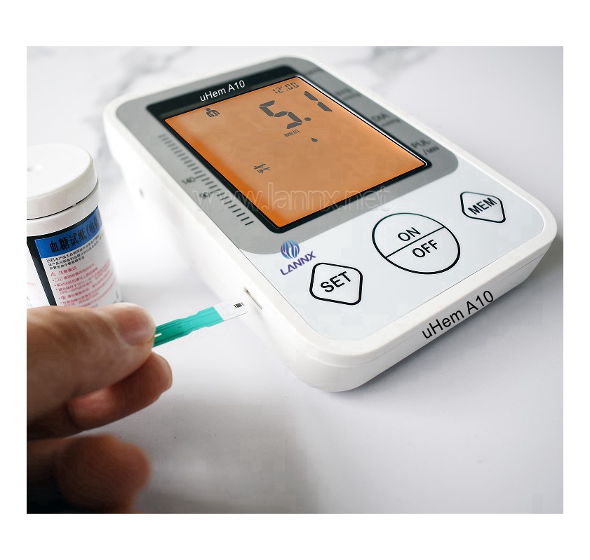 LANNX uHem A10 toptan ev kullanımı All-in-one makinesi monitör kan şekeri ve kan basıncı hızlı testi glucometer Bp monitör