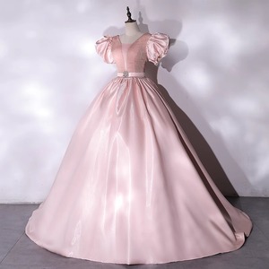 Pink Satin Ball Gown Sweetheart Neckline Empire Waist Long Evening Dress Women's Formal Wear - Product Image 3