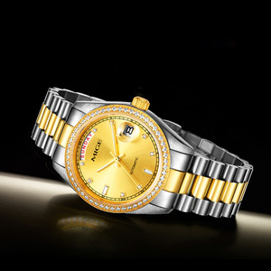 Reloj Mecánico Automático para Mujer MIGE, Esfera Dorada, Correa de Acero Inoxidable, 38 mm, Redondo, Analógico, con Fecha, Lujoso y Moderno - Product Image 6