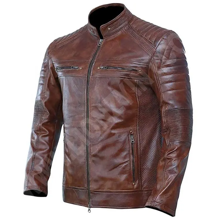 Yüksek kaliteli deri erkek motorsiklet ceket özel renk toptan deri ceket 100% saf deri erkek