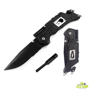 Kit de Supervivencia <span class=keywords><strong>9</strong></span> en 1 Resistente para Exteriores, Pedernal, Cortador de Cinturón de Seguridad, Rompecristales, Herramienta de Emergencia, Cuchillo de Supervivencia Táctico LED para Caza - Product Image 1
