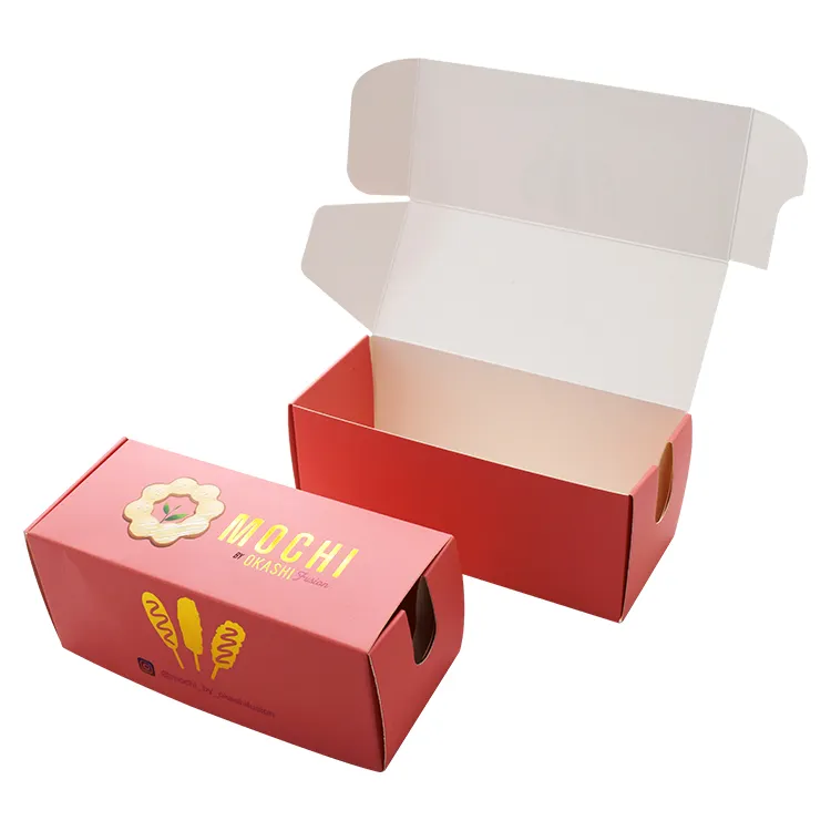 カスタム生分解性食品グレード紙ファーストフード包装韓国ホットドッグボックスホワイトピンクコーンドッグスティック紙包装ボックス
