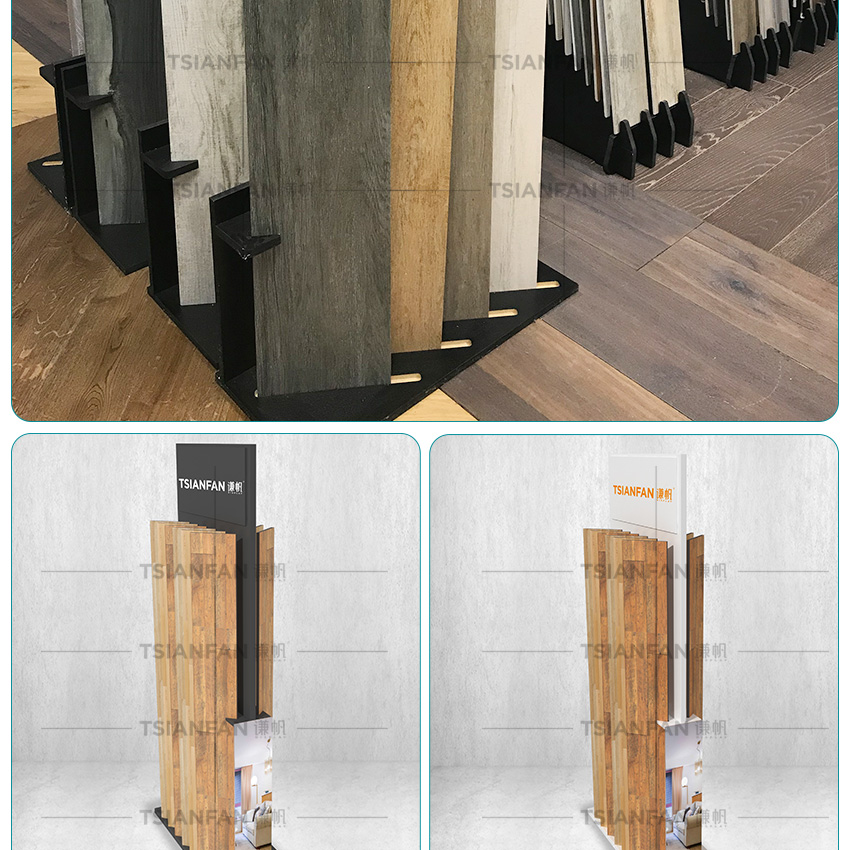 Manufacturer Double Side Wood Flooring Racks Display Showroom Oak Board Rack Sample Deck Frame Parquet Displays Tile Stands